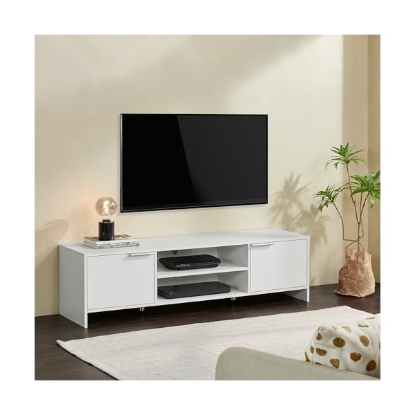 [en.casa] Meuble TV Banc Télévision Style Intemporel Support Télé Écran Meuble de Rangement Bas avec Passe-Câbles Panneau de 