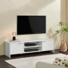 [en.casa] Meuble TV Banc Télévision Style Intemporel Support Télé Écran Meuble de Rangement Bas avec Passe-Câbles Panneau de 
