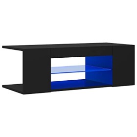WIFESE Meuble TV avec Lumières LED Noir 90x39x30 cm Armoire TV Meuble HiFi Meuble Salon Chambre Table de Télévision Facile à 