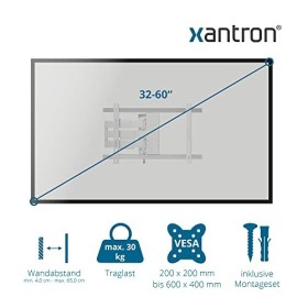Support Mural TV Ultra Plat pour 32-60" Blanc, Xantron SLIMLINE-A-466-W