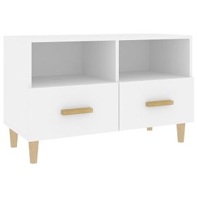 Annlera Meuble TV Blanc 80x36x50 cm Bois dingénierie Classique Banc TV Décorer Pièce Minimaliste Armoire TV Fonction daffic