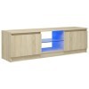 Annlera Meuble TV avec Lumières LED Colorées Chêne Sonoma 120x30x35,5 cm Bois dingénierie Moderne Banc TV Maison Salon Grand