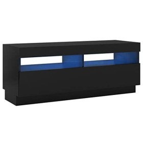 vidaXL Meuble TV avec Lumières LED Armoire Basse Centre de Divertissement Meuble Stéréo Salon Salle de Séjour Maison Intérieu