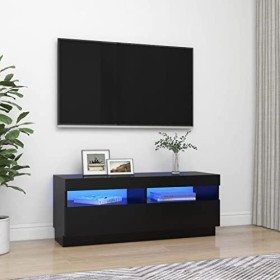 vidaXL Meuble TV avec Lumières LED Armoire Basse Centre de Divertissement Meuble Stéréo Salon Salle de Séjour Maison Intérieu