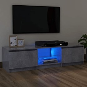 BULANED Meuble TV,Meuble TV Moderne,Meuble de Salon,Meuble TV avec lumières LED Gris béton 120x30x35,5 cm