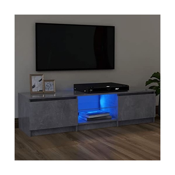 BULANED Meuble TV,Meuble TV Moderne,Meuble de Salon,Meuble TV avec lumières LED Gris béton 120x30x35,5 cm