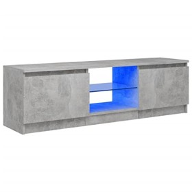 BULANED Meuble TV,Meuble TV Moderne,Meuble de Salon,Meuble TV avec lumières LED Gris béton 120x30x35,5 cm