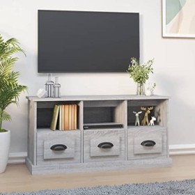 Meuble TV Sonoma Gris 100x35x50 cm Bois dingénierie - Meuble télé, Meuble TV Industriel, Meuble Chambre, Convient pour Salon