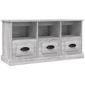 Meuble TV Sonoma Gris 100x35x50 cm Bois dingénierie - Meuble télé, Meuble TV Industriel, Meuble Chambre, Convient pour Salon