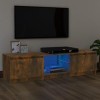 vidaXL Meuble TV avec lumières LED chêne fumé 120x30x35,5 cm