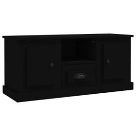Higsose Meuble TV Salon Noir 100x35,5x45 cm Bois dingénierie Armoire Télévision Dessus Stable et Robuste Vitrine daffichage