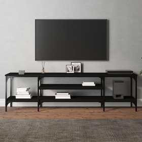 Keyur Meuble TV, Banc TV Buffet Bas Support de Télévision Meuble Télé Meuble TV Noir 161x35x45 cm Bois dingénierie et Fer