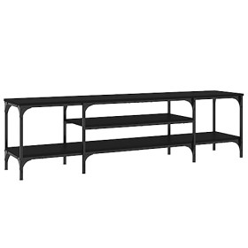 Keyur Meuble TV, Banc TV Buffet Bas Support de Télévision Meuble Télé Meuble TV Noir 161x35x45 cm Bois dingénierie et Fer