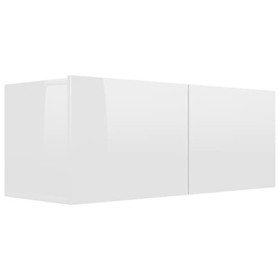 Meuble TV avec 2 Portes | Style Scandinave | Rangement matériel télé Audio Video Gaming | 80x30x30cm Blanc Brillant