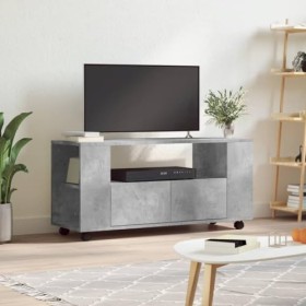 Meuble TV Gris béton 102x34,5x43 cm Bois dingénierie - Table TV Support de Télévision en Bois pour Salon Chambre Salle à Man