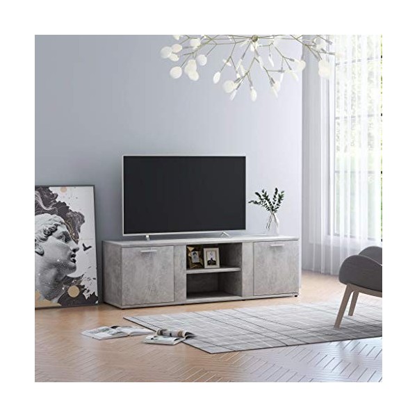 VEEKI Meuble TV, Meuble TV Suspendu, Meuble TV Blanc, Meuble TV Industriel, Meubles de Salon, Salon, Chambre, Cadre en Acier,