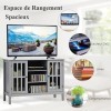 COSTWAY Meuble TV, Support TV Banc TV avec Rangement, 3 Etagères, pour TV Jusquà 127 cm, avec Espace de Rangement avec Porte