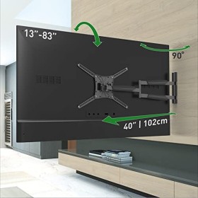 Barkan Longueur 66cm Support TV Mural pour écrans 13-75 Pouces, Inclinable et orientable, Mouvement Complet, Prime, Poids Max