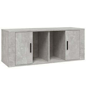 Higsose Meuble TV Salon Gris Béton 100x35x40 cm Bois dingénierie Armoire Télévision Dessus Stable et Robuste Vitrine daffic