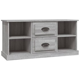 Keyur Meuble TV, Banc TV Buffet Bas Support de Télévision Meuble Télé Meuble TV Sonoma Gris 99,5x35,5x48 cm Bois dingénierie