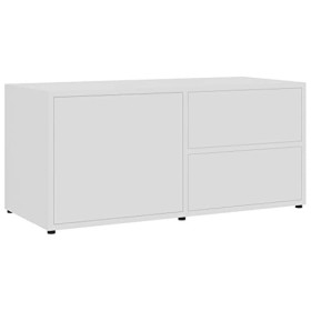 Annlera Meuble TV Blanc 80x34x36 cm Bois dingénierie Classique Banc TV Décorer Pièce Minimaliste Armoire TV Fonction daffic