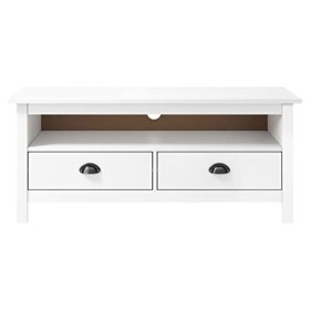 vidaXL - TV-Möbel - TV-Schrank Hill Range Weiß 110x40x47 cm Kiefer Massivholz