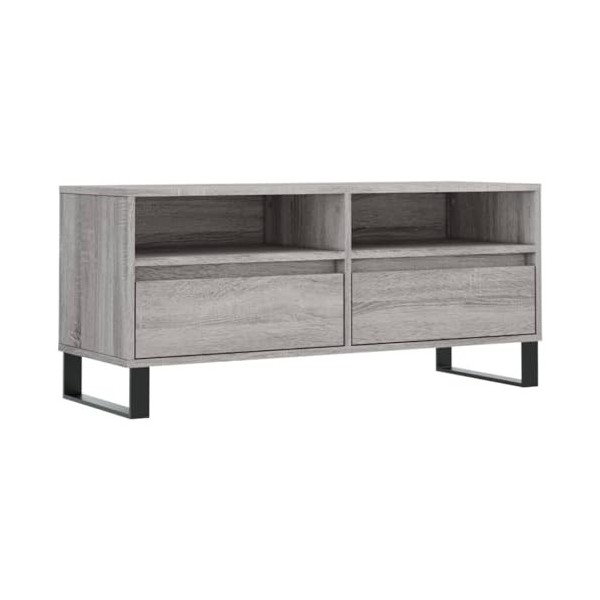 Meuble TV Sonoma Gris 100x34,5x44,5 cm Bois dingénierie - Meuble Chambre, Support Télé pour Salon Salle à Manger Chambre, St