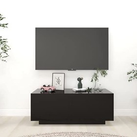 FIRBNUS Meuble TV Design Tendance Noir 100x35x40 cm Aggloméré Armoire Média Salon Amplement d’Espace pour Garder et Organiser