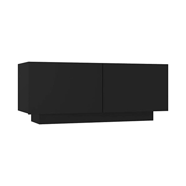 FIRBNUS Meuble TV Design Tendance Noir 100x35x40 cm Aggloméré Armoire Média Salon Amplement d’Espace pour Garder et Organiser
