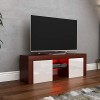 Vida Designs Eclipse Meuble TV LED Moderne 2 Portes en MDF Mat Brillant pour Salon, Meuble multimédia RVB Noyer et Blanc