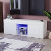 Vida Designs Eclipse Meuble TV LED Moderne 2 Portes en MDF Mat Brillant pour Salon, Meuble multimédia RVB Noyer et Blanc