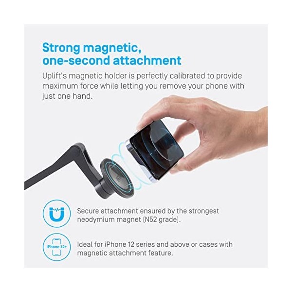 Ipevo Bras magnétique à Angles Multiples Uplift Les iPhone séries 12 et supérieures, Support téléphone à articulations Multip