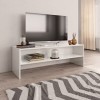 homiuse Meuble TV Blanc Brillant 120x40x40 cm Aggloméré Bibliothèque Style Classique Support de TV Table TV Meuble Salon Armo