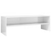 homiuse Meuble TV Blanc Brillant 120x40x40 cm Aggloméré Bibliothèque Style Classique Support de TV Table TV Meuble Salon Armo
