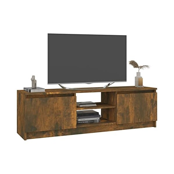 Tidyard Meuble TV de Salon Armoire Multimédia Banc TV Meuble de Television Bois Chêne fumé 120x30x35,5 cm Bois dingénierie