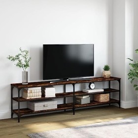vidaXL Meuble TV, meuble TV avec étagères, meuble média pour salon, centre de divertissement, style industriel, chêne fumé, b