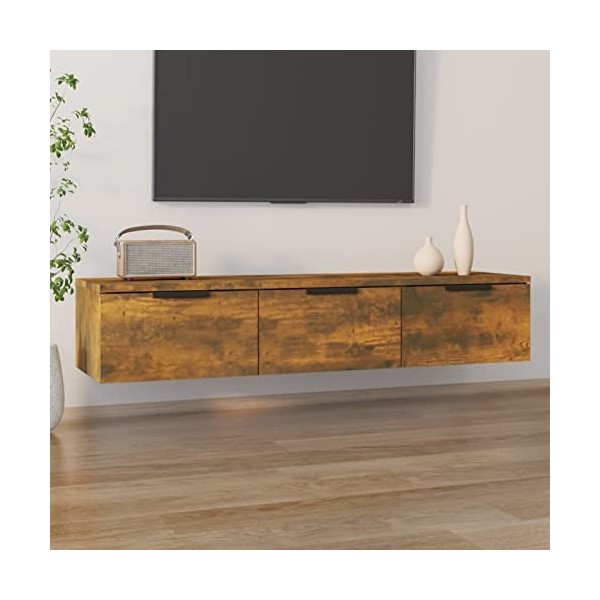 Tidyard Armoire Murale Armoire Suspendu pour Meuble TV Armoire Flottante Polyvalent Salon Chêne Marron 102x30x20 cm Bois din