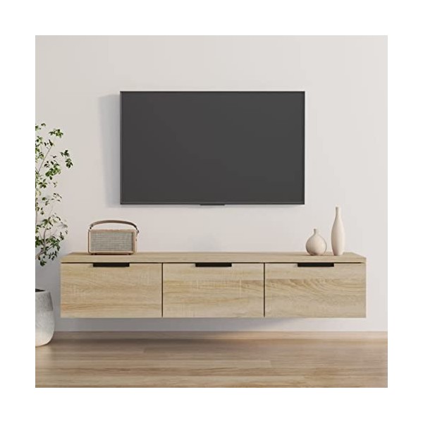 Tidyard Armoire Murale Armoire Suspendu pour Meuble TV Armoire Flottante Polyvalent Salon Chêne Marron 102x30x20 cm Bois din