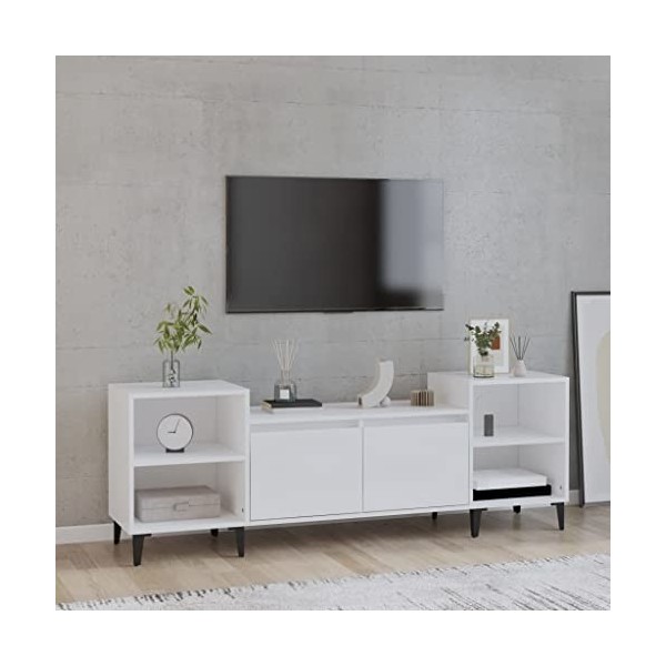 VEEKI Meuble TV, Meuble TV Suspendu, Meuble TV Industriel, Meuble TV Bois, Meuble Chambre, Convient pour Salon ou Chambre, Bl