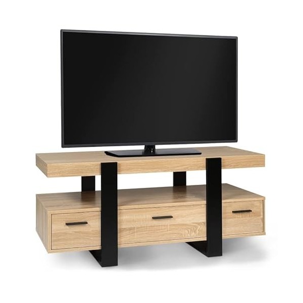 IDMarket - Meuble TV Phoenix avec tiroirs Bois et Noir