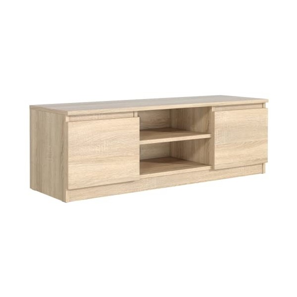 Meuble TV Chêne Sonoma Mat avec 2 Étagères et 2 Portes, 120 cm, Meuble Tele, Meuble Bas à Poser sur Le Sol, Meubles de Salon