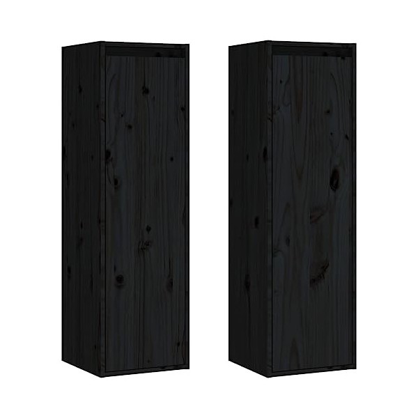 vidaXL 2X Armoires Murales Suspendues Meubles TV Armoires de Rangement Meubles de Salle de Séjour Intérieur Noir 30x30x100 cm