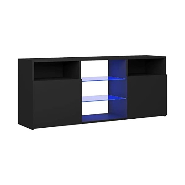 vidaXL Meuble TV avec Lumières LED Armoire Basse Centre de Divertissement Meuble Stéréo Salon Salle de Séjour Maison Gris Bét