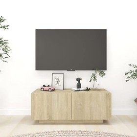 Meuble TV | Style Contemporain | Rangement matériel télé Audio Video Gaming | 100x35x40cm chêne Sonoma