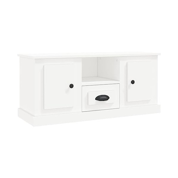 Maxspace TV Meuble, Meuble Tele, Meuble TV Chambre, Meuble TV Iindustrielblanc 100x35,5x45 cm Bois dingénierieConvient à la 
