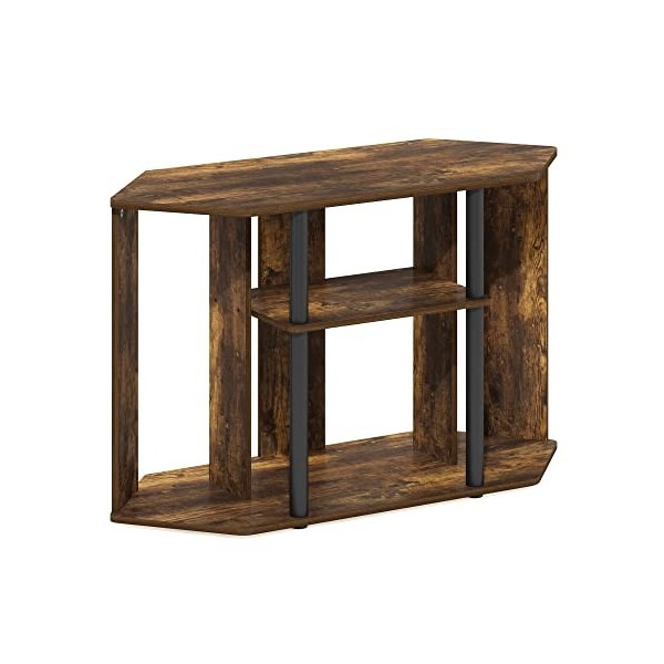 Furinno Classique Meuble poteaux en Plastique pour TV, Engineered Wood, Pin Ambre/Noir, 43-inch