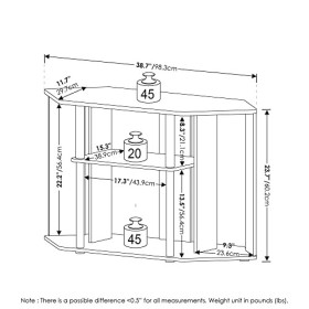 Furinno Classique Meuble poteaux en Plastique pour TV, Engineered Wood, Pin Ambre/Noir, 43-inch