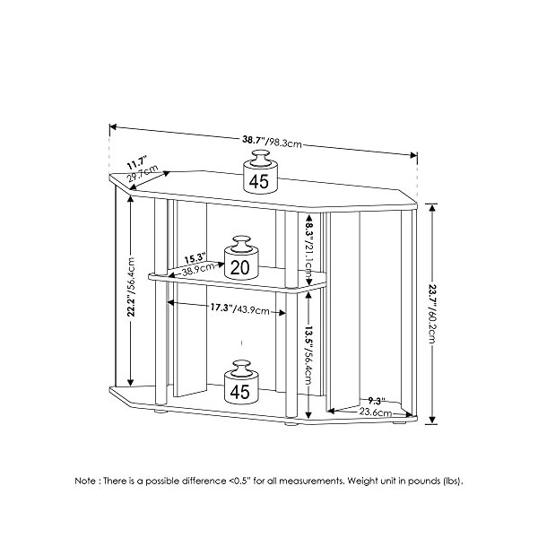 Furinno Classique Meuble poteaux en Plastique pour TV, Engineered Wood, Pin Ambre/Noir, 43-inch