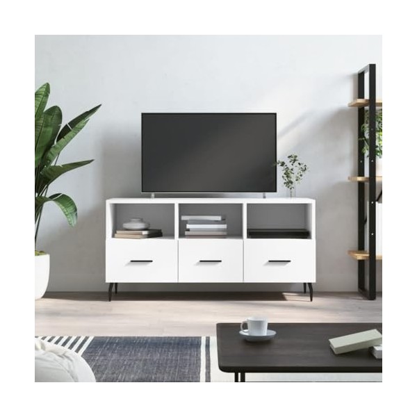 VEEKI Meuble TV, Meuble TV Suspendu, Meuble TV Industriel, Meuble TV Bois, Meuble Chambre, Convient pour Salon ou Chambre, Bl