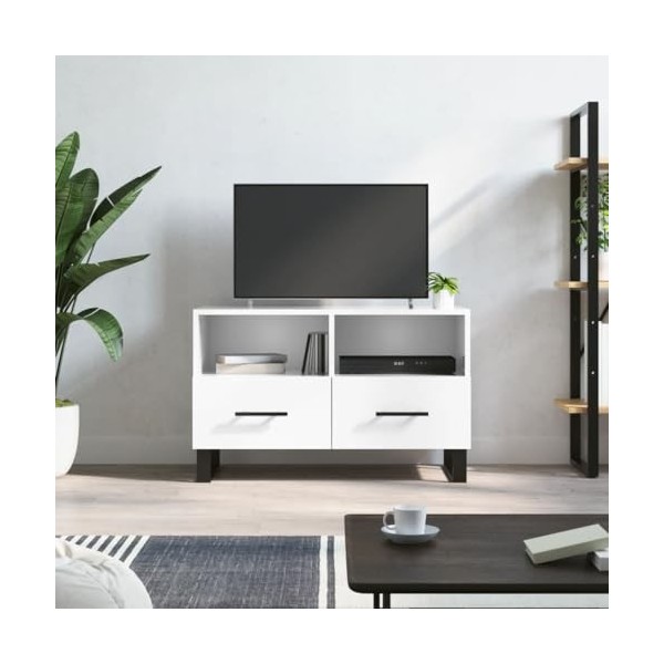 VEEKI Meuble TV, Meuble TV Suspendu, Meuble TV Industriel, Meuble TV Bois, Meuble Chambre, Convient pour Salon ou Chambre, Bl